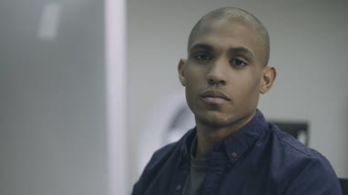 Young man working on computer in office