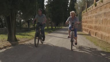 Senior couple on bicycles