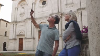 Senior couple siteseeing