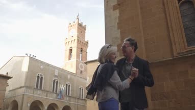 Senior couple dancing ioutdoors