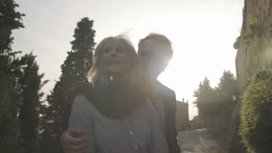 Senior couple on city break enjoying sunset