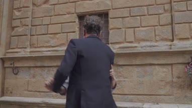 Senior couple dancing outdoors