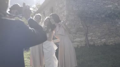 Bride and Bridesmaids having photos taken