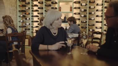 Couple on a date at wine bar 