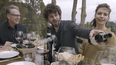 Family dining outdoors