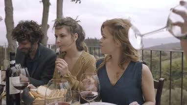 Family dining outdoors