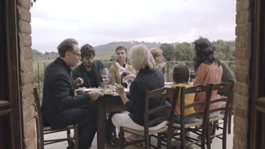 Family dining outdoors