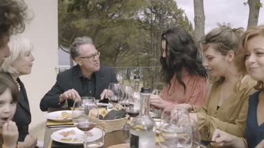 Family dining outdoors