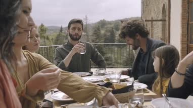 Family dining outdoors