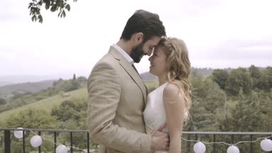 Bride and Groom kissing at wedding party