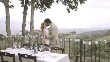 Bride and Groom kissing at wedding party