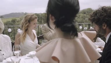 Bride and Groom cutting wedding cake
