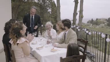 Father giving speech on wedding day