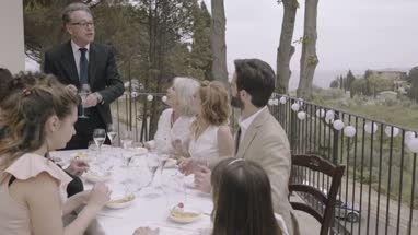 Father giving speech on wedding day