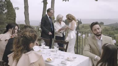 Parents congratulating bride
