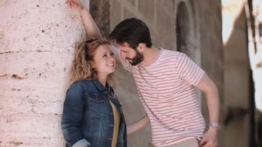 Young tourists taking photos on vacation