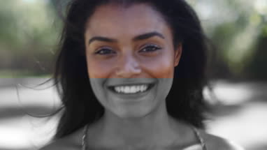 Young female with wind in hair