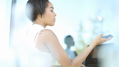 Afro-american business woman in cafe