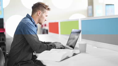 Adult student working in library