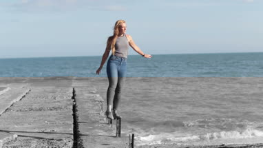 Young carefree female at beach