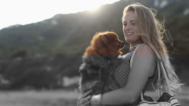 Young female with pet dog