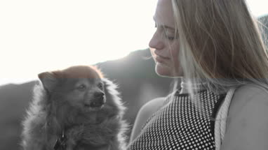 Young female with pet dog