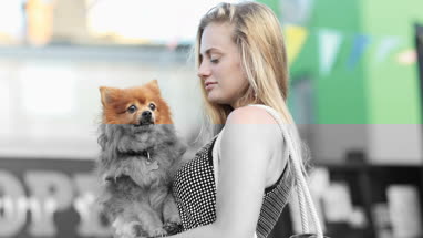 Young female with pet dog