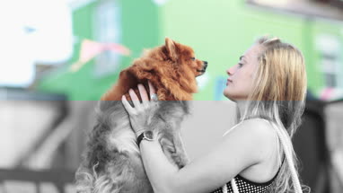 Young female with pet dog