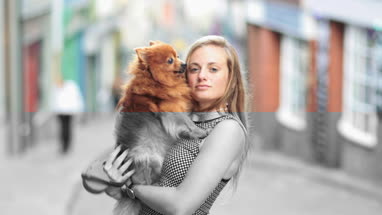 Young female with pet dog