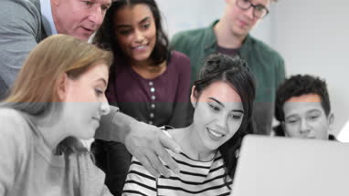 Group of students with teacher