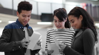 Students celebrating exam results