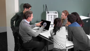 Students with 3D printer