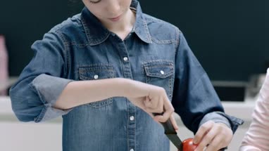 Teenager preparing a health meal