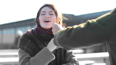 Couple at street food market