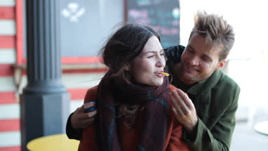 Couple at street food market