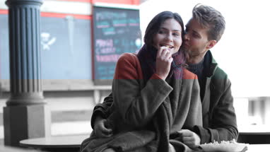 Couple at street food market