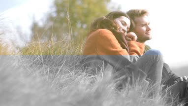 Couple enjoying countryside view