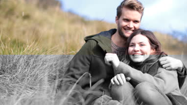 Couple enjoying countryside view