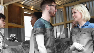 Young adults at a street food bar