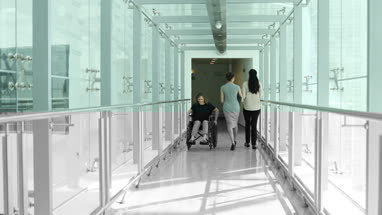 Disabled businesswoman on her way to work