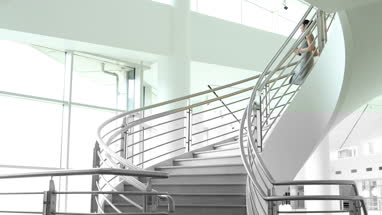 Businesswoman using smartphone app on her way to work