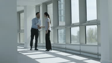 Businesswoman shaking hands with businessman