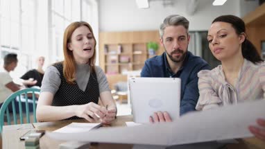 Team in a project planning meeting 