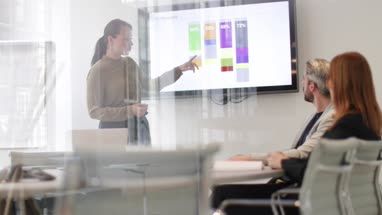 Female business executive giving a presentation