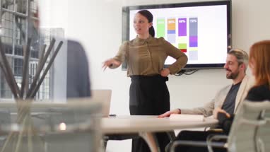 Female business executive leading a meeting