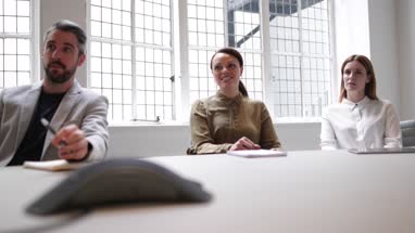 Colleagues on a conference call in a business meeting