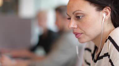 Freelancers working in a shared office space