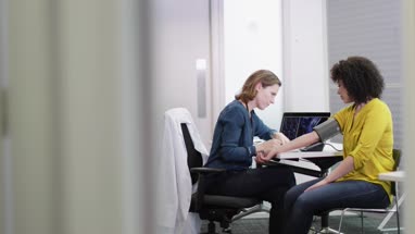 Female Medical Doctor taking a patients blood pressure