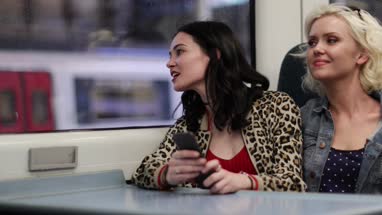 Young adult females arriving at train station