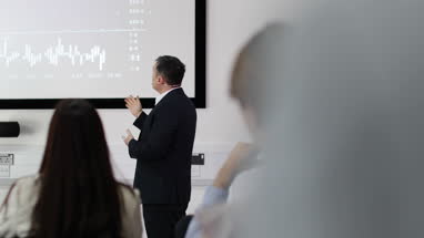 Businessman leading a training conference